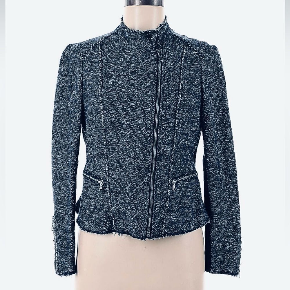 Rebecca Taylor Blue Gray Tweed Blazer Jacket
